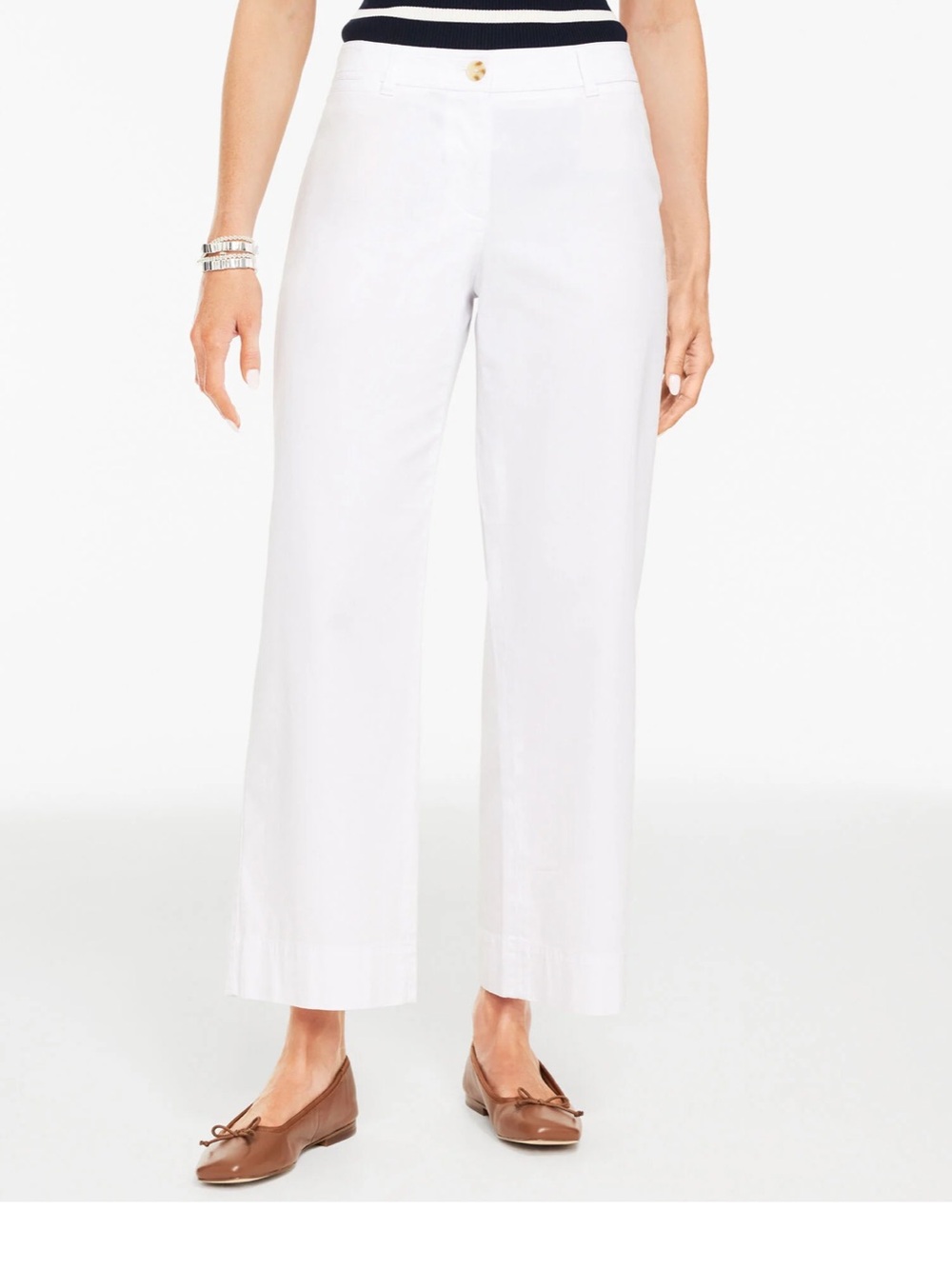 Talbots White Wide-Leg Linen-Blend Pants